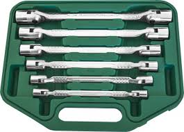 DOUBLE FLEXIBLE SOCKET WRENCH SET 6 PCS W43A106S - Click Image to Close