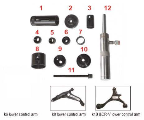 HONDA LOWER CONTROL ARM BUSHES REMOVER/INSTALLER HYDRAULIC DRIVE - Click Image to Close