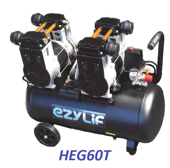EzyLif 1.5HP x 2 Pump 60Liter Silent Air Compresor