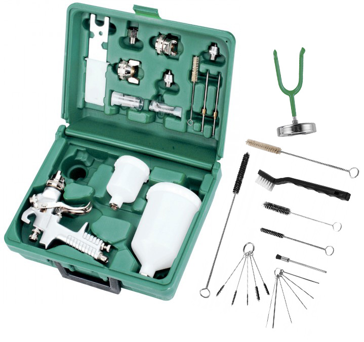 JONNESWAY DELUXE PROFESSIONAL GRAVITY FEED SPRAY GUN KIT - Click Image to Close