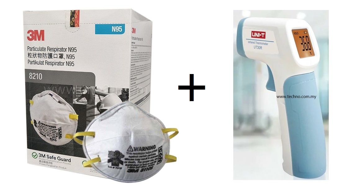 3M ParticulateRespirator 8210 N95,with Body Infrared Thermometer - Click Image to Close