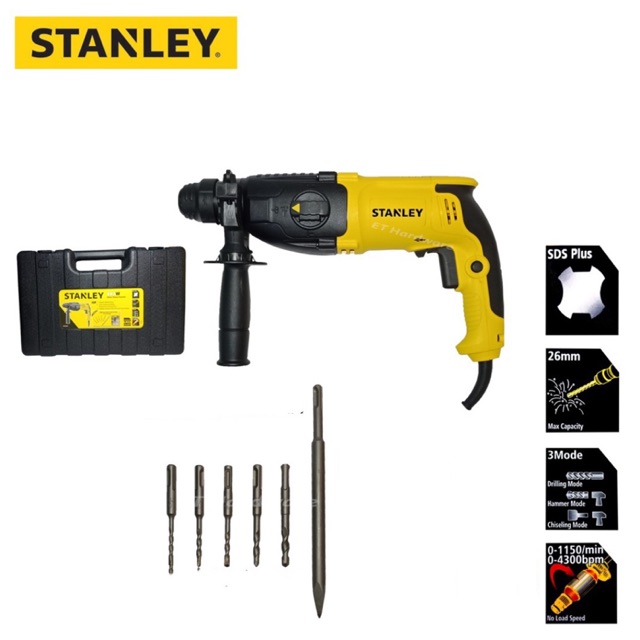 Stanley SHR263KA-XD 800W 26mm 3 Mode SDS-Plus Rotary Hammer Dril - Click Image to Close