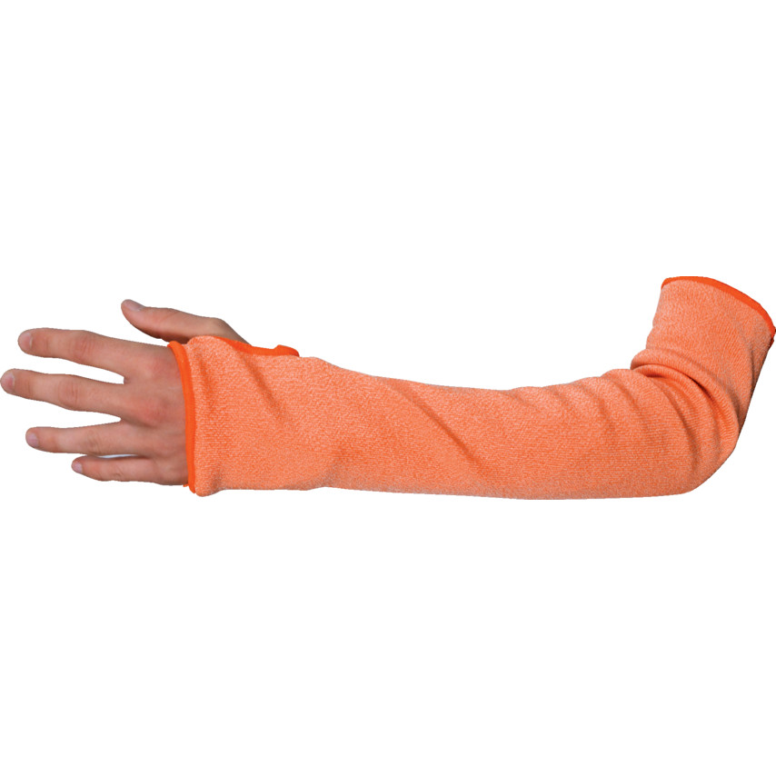 Cut Resistant Sleeves, With Thumb-slot, Orange, 18" (Single) - Click Image to Close