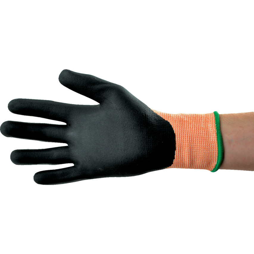 Cut Resistant Gloves, Nitrile Foam Coated, Orange/Black, Size 10 - Click Image to Close