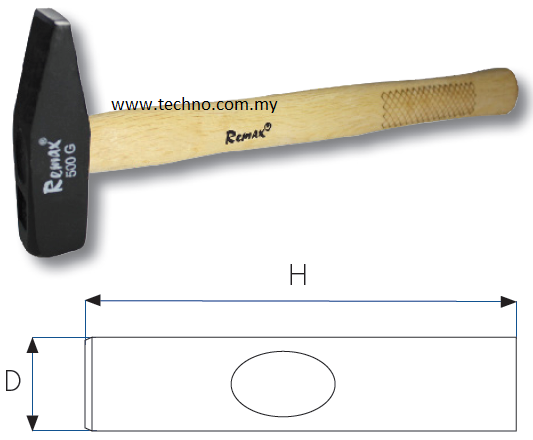 66-MH500 MACHINIST HAMMER WITH WOODEN HANDLE - Click Image to Close
