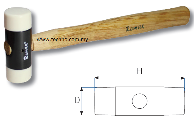 66-NH028 NYLON HAMMER WITH WOODEN HANDLE 28MM - Click Image to Close