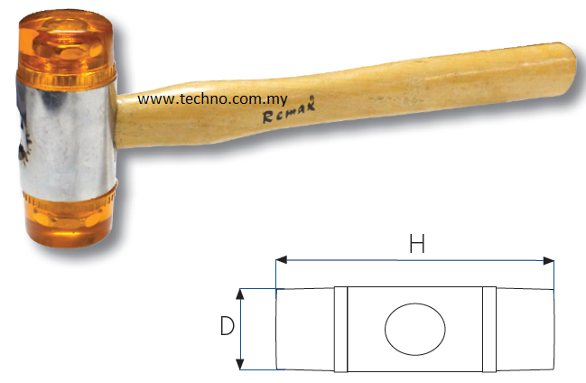 66-PM620R PLASTIC MALLET HAMMER WITH WOODEN HANDLE 20MM - Click Image to Close