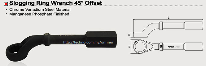 Slogging Ring Wrench 45' Offset (AAAU5555) - Click Image to Close