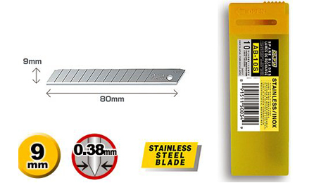 Olfa AB-10 9mm Standard Blade (10pcs per pack) - Click Image to Close