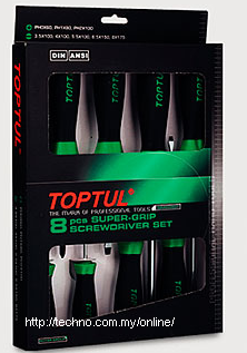 TOPTUL 8pcs Non-Slippery Grip Screwdriver Set (GAAE0807) - Click Image to Close
