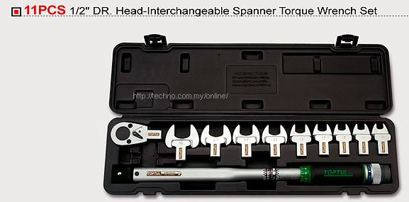 TOPTUL 1/2" DR HEAD EXCHANGEABLE TORQUE WRENCH SET 40-210Nm (GAA - Click Image to Close