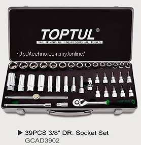 TOPTUL 39Pcs 3/8 DR. Socket Set (GCAD3902) - Click Image to Close