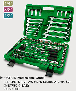 TOPTUL 130PCS 1/4, 3/8 & 1/2 DR.Socket Wrench Set (GCAI1 - Click Image to Close