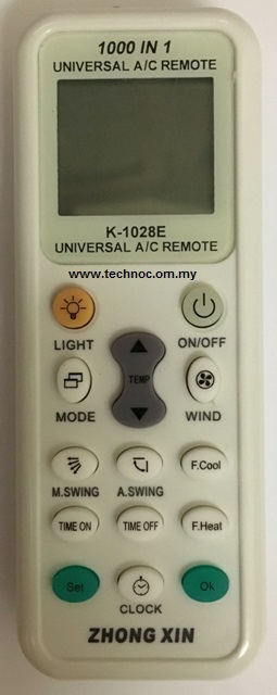 K-1028E 1000 in 1 Universal air conditioner remote controller - Click Image to Close