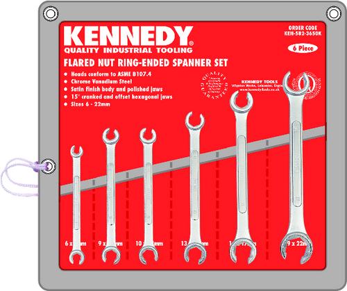 KENNEDY 6-22mm FLARE NUT RING SPANNER SET (6) - Click Image to Close