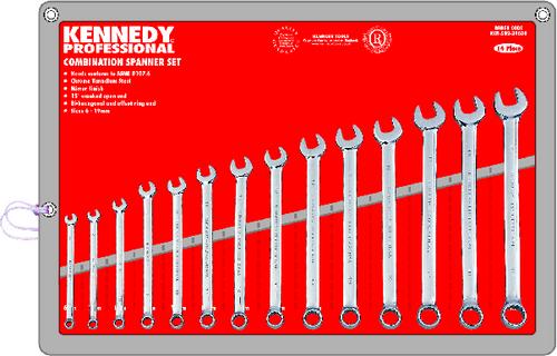 KENNEDY KEN582-3960K 6-19mm PROFESSIONAL COMBWRENCH SET 14-PCE - Click Image to Close