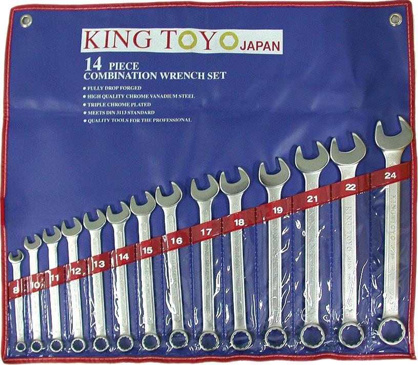 KING TOYO COMBINATION WRENCH SET,8-24MM,14 PCS, KTCWS-824 - Click Image to Close