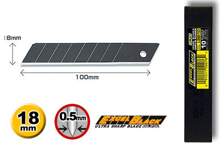 Olfa LBB-10 Blades (L) (10pcs/case) (black) - Click Image to Close