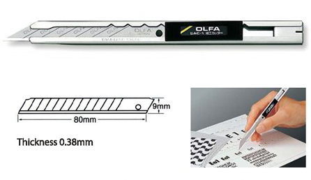OLFA SAC-1 STAINLESS STEEL SNAP-OFF GRAPHICS KNIFE - Click Image to Close