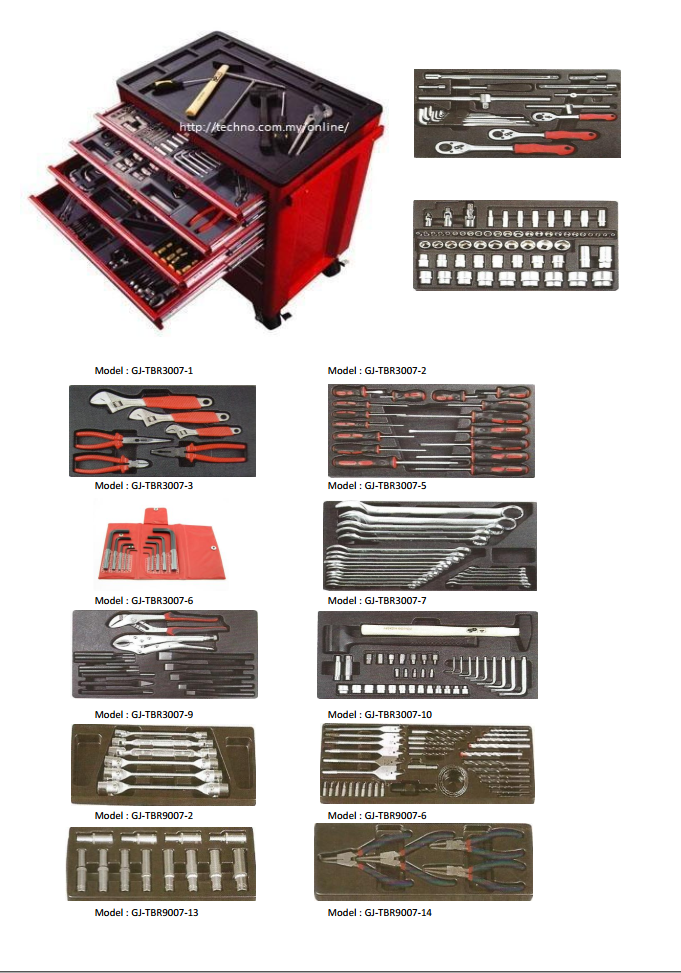 7 Drawers Roller Cabinet with 250pcs Tools Set -TBR-3007BP/250T - Click Image to Close