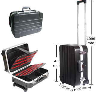 Heavy-Duty ABS Case With Wheels And Telescoping Handle - Click Image to Close