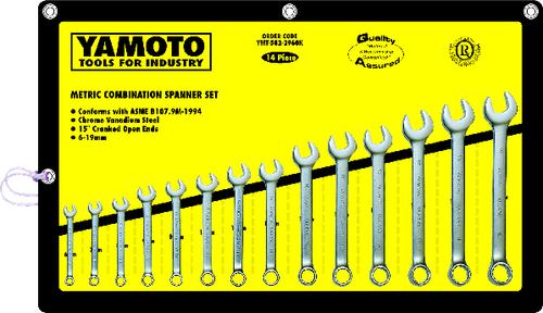 YAMOTO YMT582-2960K 6-19mm CHR/VAN COMB. SPANNER SET (14) - Click Image to Close