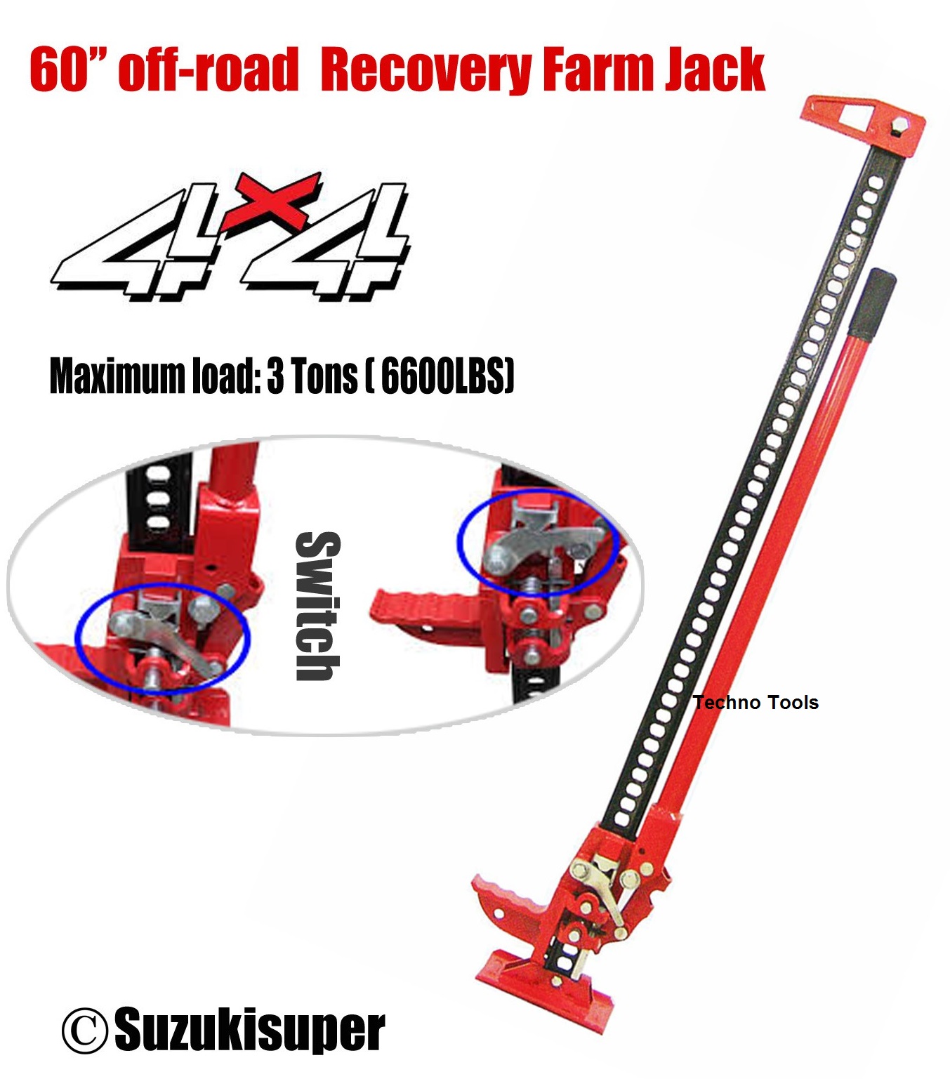 4WD HI-LIFT OFF ROAD RECOVERY FARM JACK 4x4 (3 TON 33") - Click Image to Close