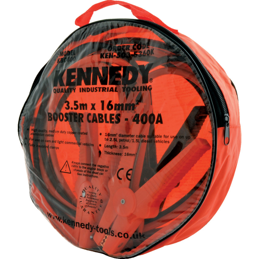 KEN5035360K 3.5M x 16mm COPPER COATEDALU' BOOSTER CABLES 400A - Click Image to Close