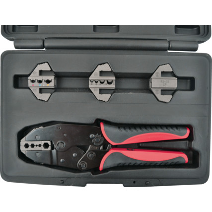 KEN5155710K RATCHET CRIMPING TOOL C/WINTERCHANGEABLE JAWS 5PC - Click Image to Close