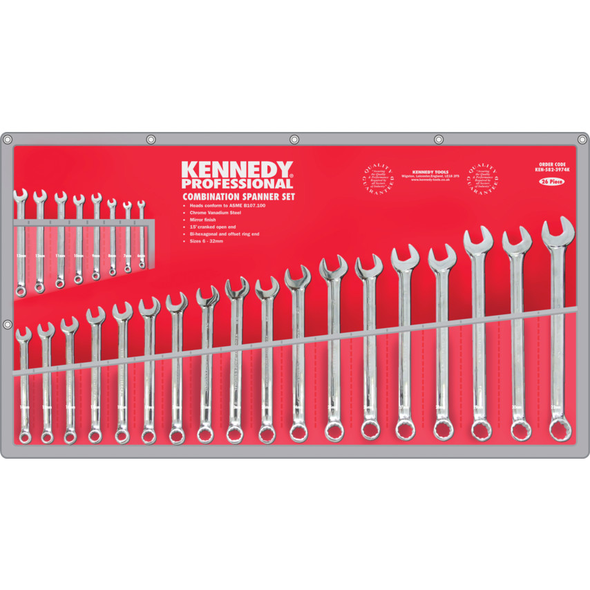 KENNEDY KEN5823974K 6-32mm PRO. COMB. WRENCH SET 26-PCE - Click Image to Close