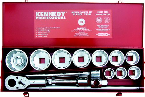 KENNEDY KEN5829470K METRIC SOCKET SET (15-PCE) 1" SQ. DR. - Click Image to Close