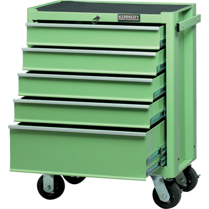 KENNEDY KEN594-5550K GREEN 5-DRAWER PROFESSIONAL ROLLER CABINET - Click Image to Close