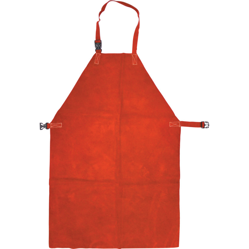 LEATHER WELDERS APRON - BUCKLES - RED - 24"x36" - Click Image to Close