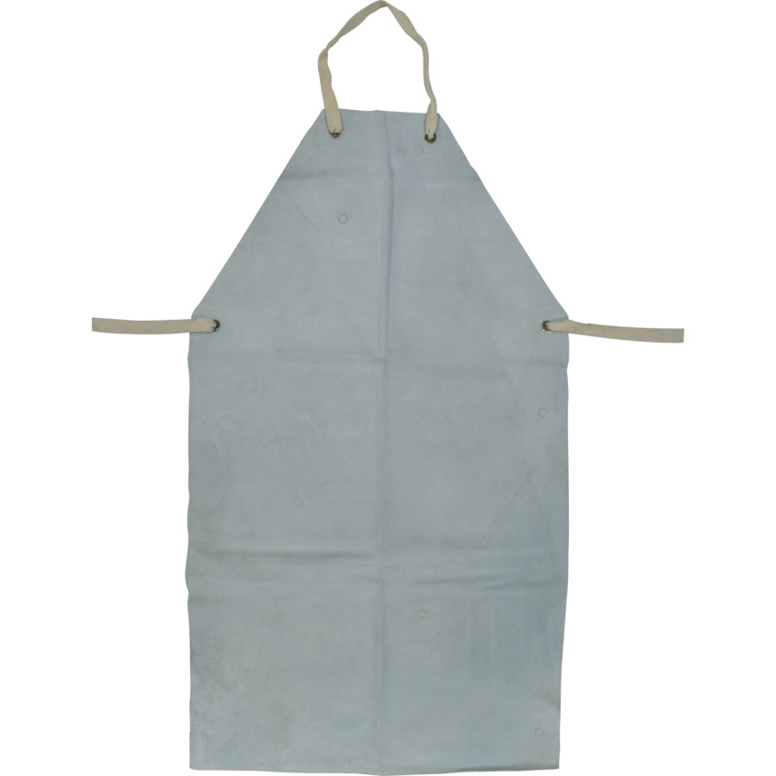 CHROME/LEATHER APRON WITH TIES 24x36" GREY - Click Image to Close