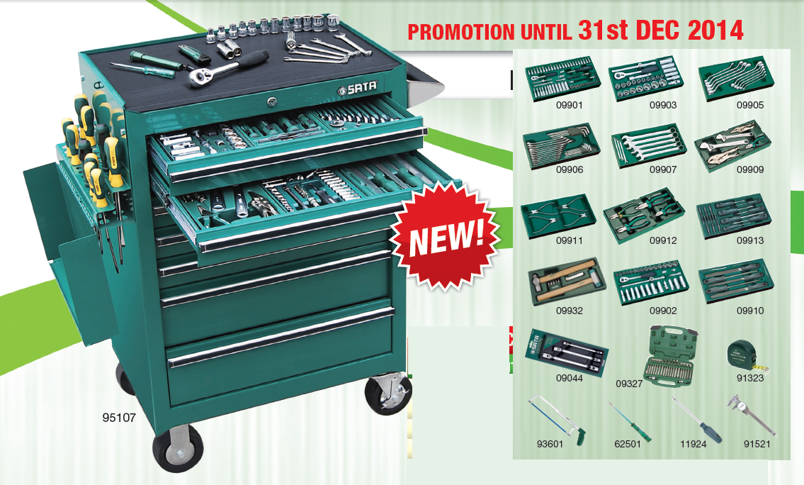 SATA 95107P-15A- 298 PCS TOOLS SET WITH 7 DRAWER ROLLER CABINET