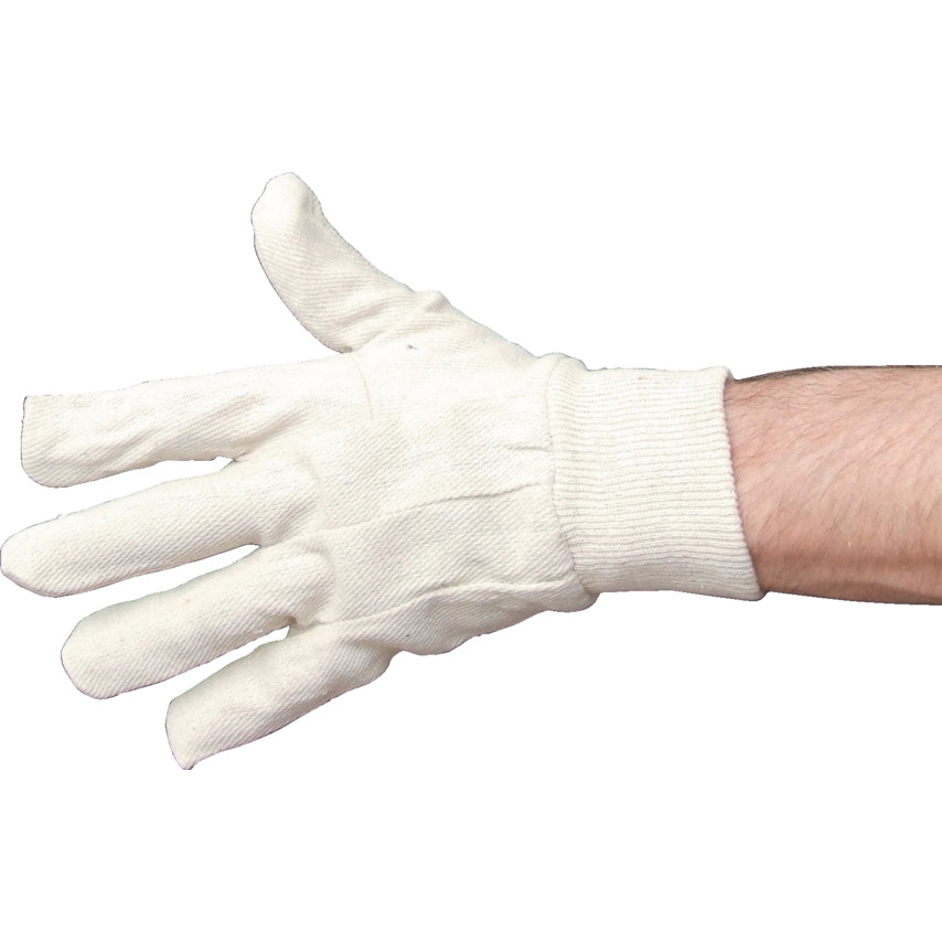 7oz COTTON DRILL GLOVES KNITTED WRIST - Click Image to Close