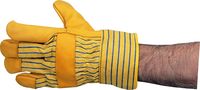 YELLOW COWHIDE RIGGERS -2" SAFETY CUFFS SIZE 10 - Click Image to Close