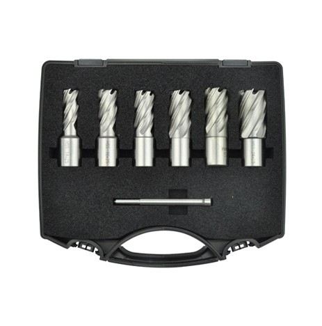 TEMO TMCD10-90107N 7pc Inch HSS Core Drill Kit in Plastic Box