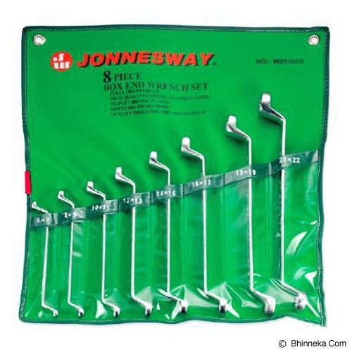 Jonnesway W23108S 8 Pc 75º Offset Ring Wrench Set Metric 6-22 mm