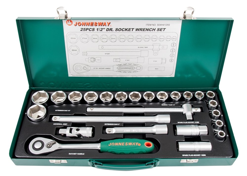 JONNESWAY 25 PCS 1/2 INC DRIVE SOCKET SET S04H4125S