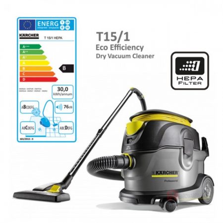 KARCHER T15/1 DRY VACUUM CLEANER HEPA (800W/15L/240MBAR)