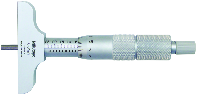 Depth Micrometer, interchangeable rods 0-3", 4" Base