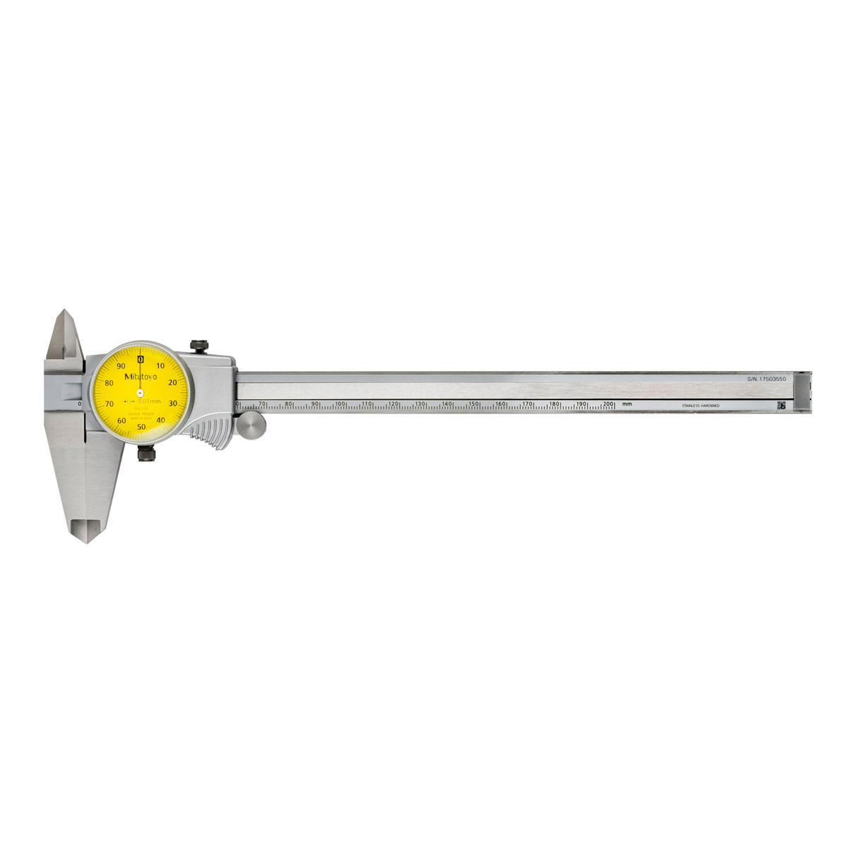 Mitutoyo 505-733 Dial Caliper 0-200mm Range-1mm Revolution