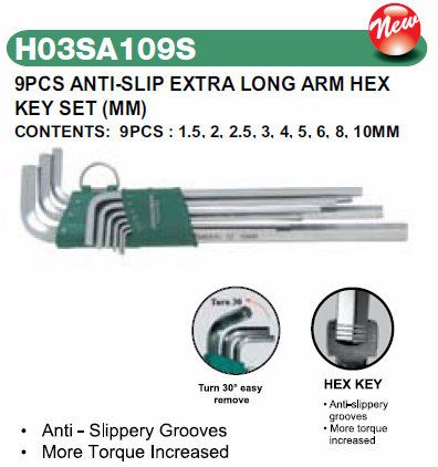 9PCS ANTI-SLIP EXTRA LONG ARM HEX KEY SET (MM) H03SA109S