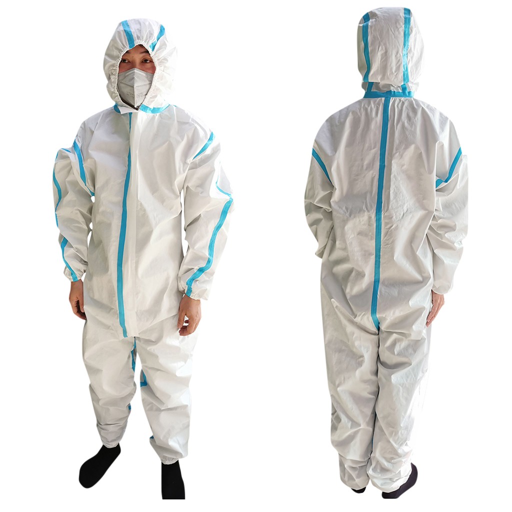 Disposable Protective Suit Coverall Suit Long Front Zipper Cuffs