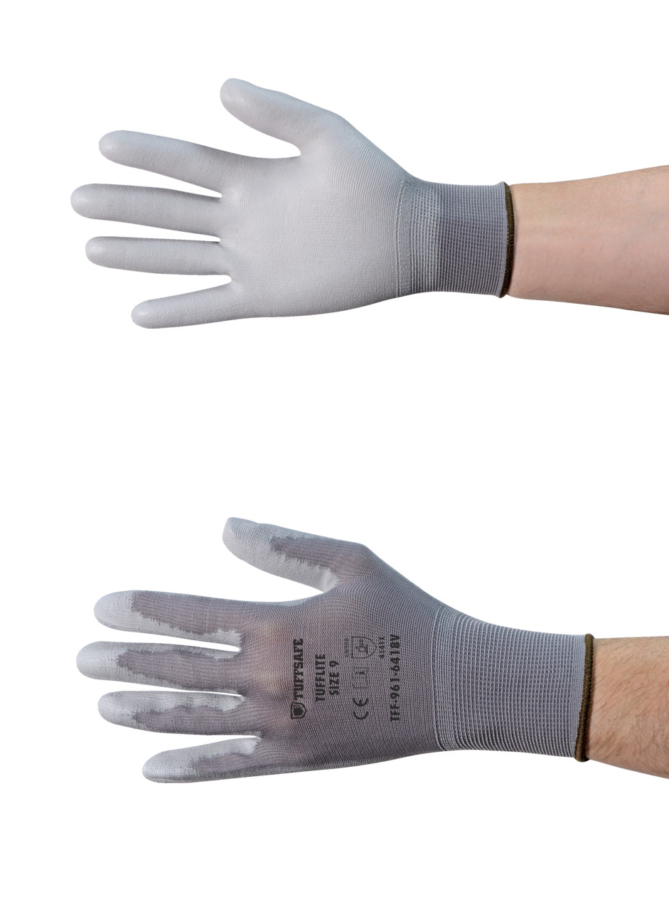 Tufflite Nylon Lined PU Coated Grey Gloves Size 9 TFF9616418V