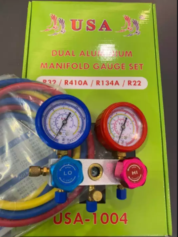 USA Dual Aluminium Manifold Gauge LX-1004 R32,R410a,R134a,R22