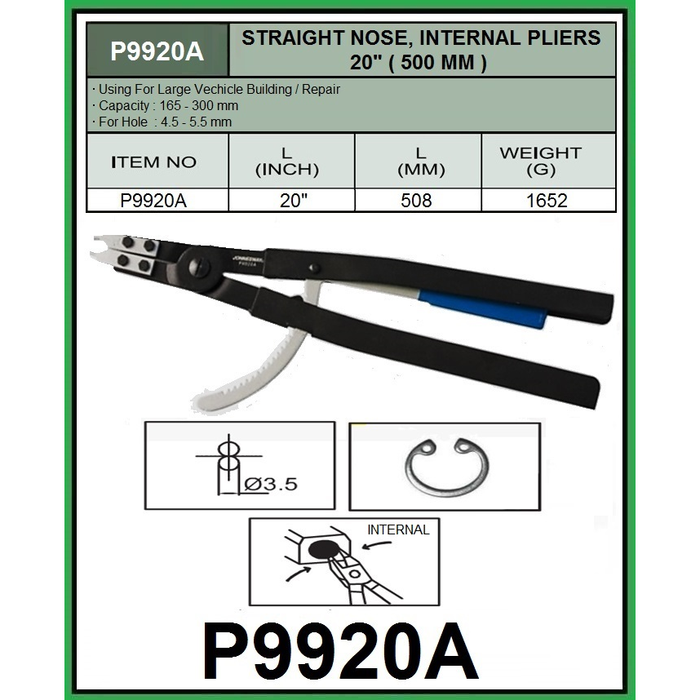 20"(500MM) STRAIGHT NOSE INTERNAL PLIER