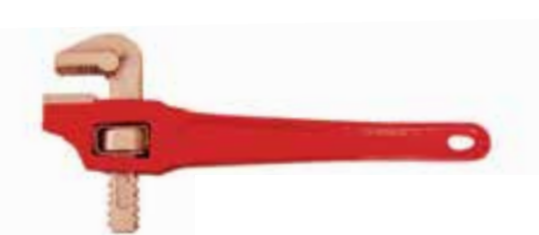 Temo 450mm Safety Offset Handle Pipe Wrench - Al-Br