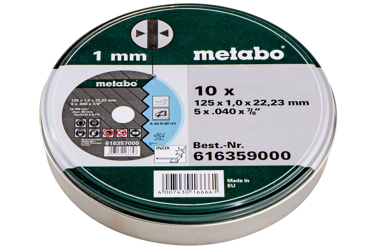 Metabo 10 Cutting discs"SP"125x1.0x22.23 Inox,TF 41 (616359000)